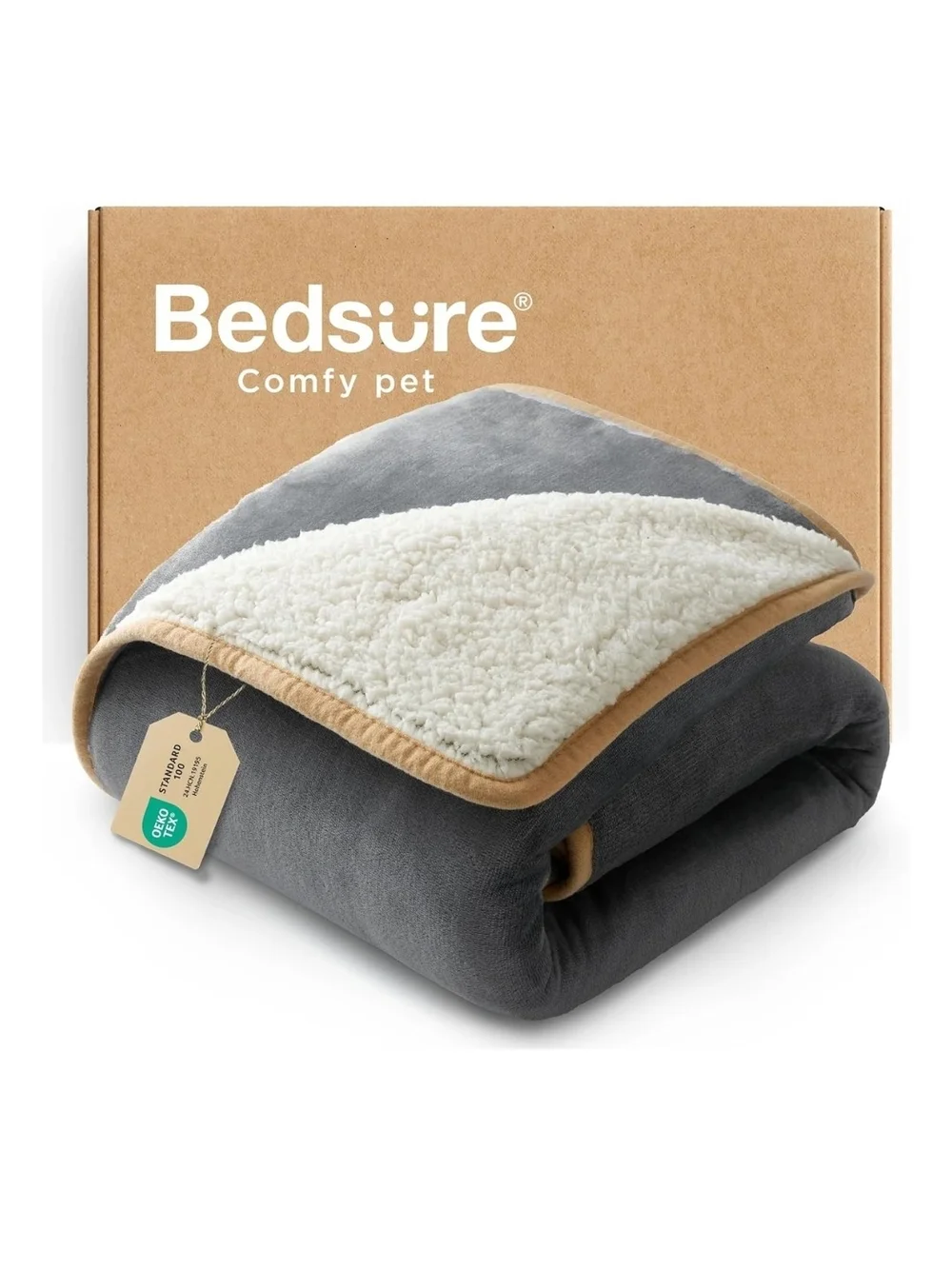 Bedsure Gray & Cream Reversible Sherpa Pet Blanket